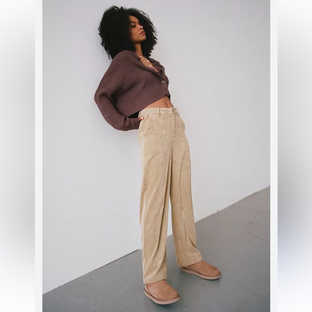 Elegant Tan Straight Leg Women's Pants